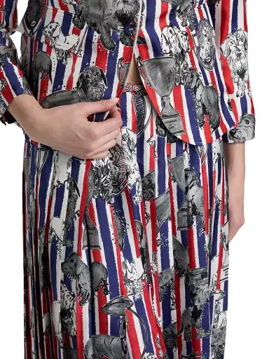 Thom Browne Women's Pleated Printed Silk Twill Midi-Skirt | Thumbnail 6 Thom Browne Women's Pleated Printed Silk Twill Midi-Skirt | Thumbnail 6