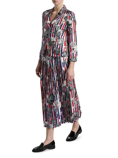 Thom Browne Women's Hector Tricolor Silk Twill Sportcoat | Thumbnail 2 Thom Browne Women's Hector Tricolor Silk Twill Sportcoat | Thumbnail 2