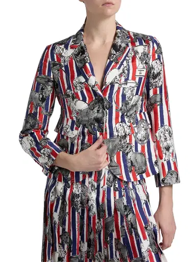 Thom Browne Women's Hector Tricolor Silk Twill Sportcoat | Thumbnail 3 Thom Browne Women's Hector Tricolor Silk Twill Sportcoat | Thumbnail 3