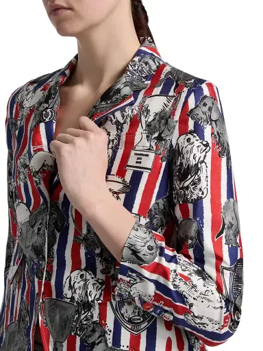 Thom Browne Women's Hector Tricolor Silk Twill Sportcoat | Thumbnail 6 Thom Browne Women's Hector Tricolor Silk Twill Sportcoat | Thumbnail 6