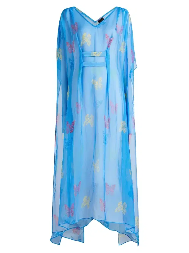 Women's Florence Silk-Blend Butterfly Cover-Up - Blue