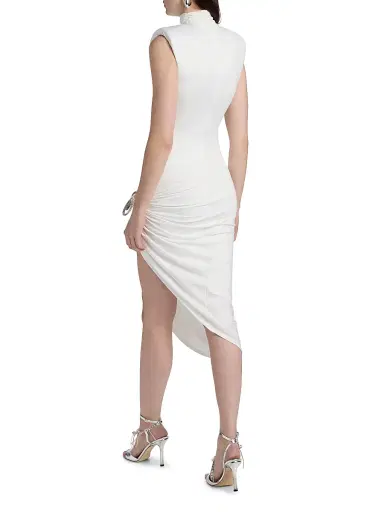 AREA Women's Crystal Knot Draped Midi-Dress - White | Thumbnail 5 AREA Women's Crystal Knot Draped Midi-Dress - White | Thumbnail 5