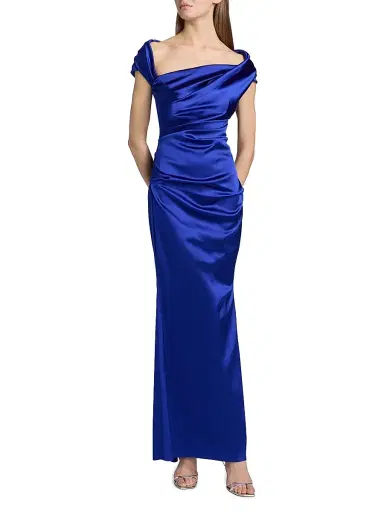 Talbot Runhof Women's Draped Satin Asymmetric Sheath Gown | Thumbnail 2