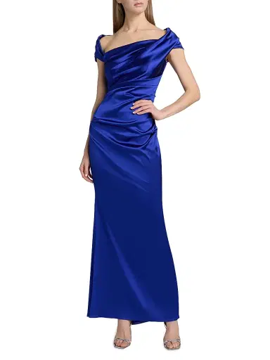 Talbot Runhof Women's Draped Satin Asymmetric Sheath Gown | Thumbnail 3