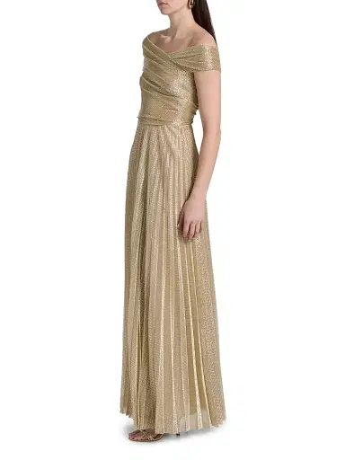 Talbot Runhof Women's Metallic Pin Dot Off-The-Shoulder Gown | Thumbnail 4 Talbot Runhof Women's Metallic Pin Dot Off-The-Shoulder Gown | Thumbnail 4