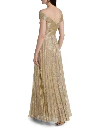 Talbot Runhof Women's Metallic Pin Dot Off-The-Shoulder Gown | Thumbnail 5 Talbot Runhof Women's Metallic Pin Dot Off-The-Shoulder Gown | Thumbnail 5