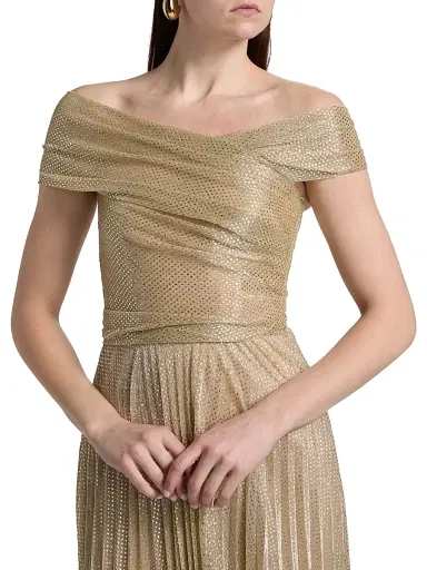 Talbot Runhof Women's Metallic Pin Dot Off-The-Shoulder Gown | Thumbnail 6 Talbot Runhof Women's Metallic Pin Dot Off-The-Shoulder Gown | Thumbnail 6