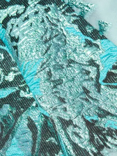 Talbot Runhof Women's Floral Jacquard Tea-Length Dress - Seafoam | Thumbnail 7