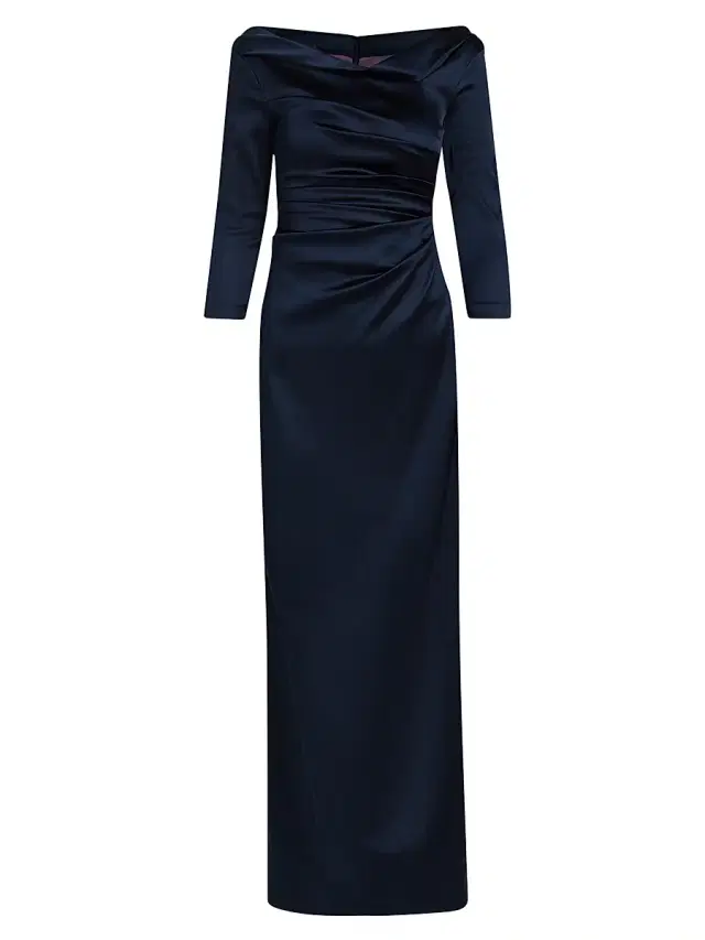 Talbot Runhof Women's Satin Asymmetric Gathered Gown - Armada