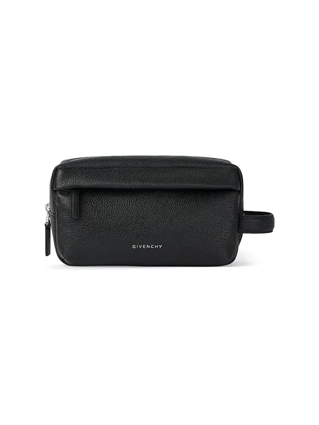 U Backpack Toilet Pouch in Grained Leather - Black