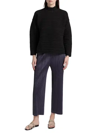 Pleats Please Issey Miyake Women's Crepe Knit Top - Black | Thumbnail 2