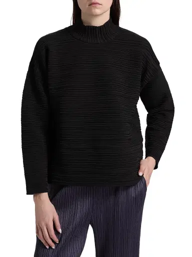 Pleats Please Issey Miyake Women's Crepe Knit Top - Black | Thumbnail 3
