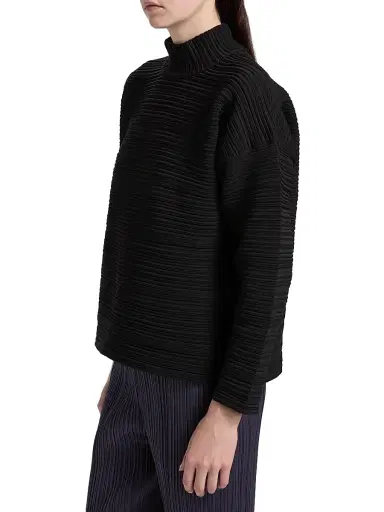 Pleats Please Issey Miyake Women's Crepe Knit Top - Black | Thumbnail 4