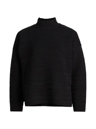 Pleats Please Issey Miyake Women's Crepe Knit Top - Black | Thumbnail 1