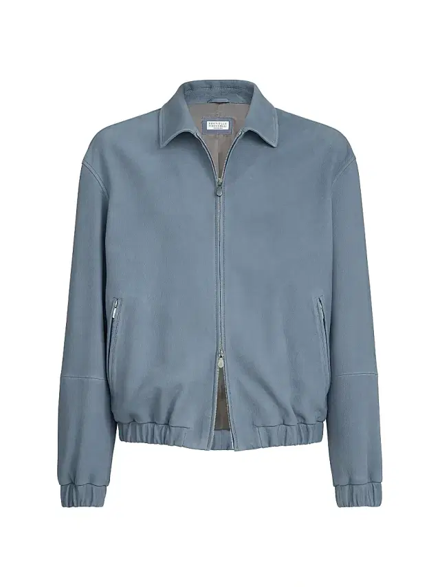 Brunello Cucinelli Men's Nubuck Outerwear Jacket - Slate