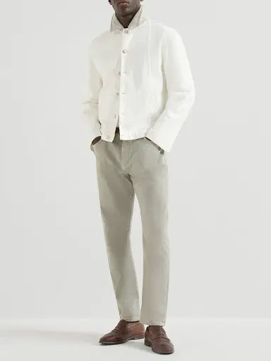 Brunello Cucinelli Men's Garment Dyed Five Pocket Jeans in Comfort Denim - Khaki - Size 38 | Thumbnail 6