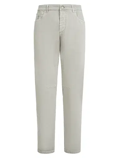 Brunello Cucinelli Men's Garment Dyed Five Pocket Jeans in Comfort Denim - Khaki - Size 38 | Thumbnail 1