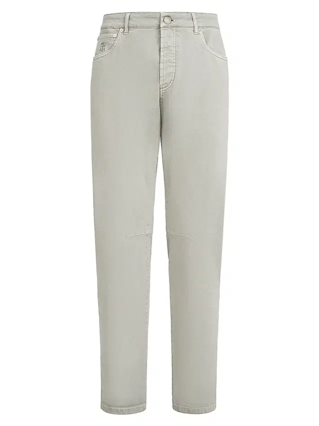 Men's Garment Dyed Five Pocket Jeans in Comfort Denim - Khaki
