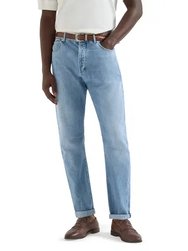 Brunello Cucinelli Men's Lightweight Denim Five Pocket Jeans | Thumbnail 2 Brunello Cucinelli Men's Lightweight Denim Five Pocket Jeans | Thumbnail 2