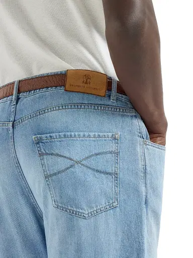 Brunello Cucinelli Men's Lightweight Denim Five Pocket Jeans | Thumbnail 5 Brunello Cucinelli Men's Lightweight Denim Five Pocket Jeans | Thumbnail 5