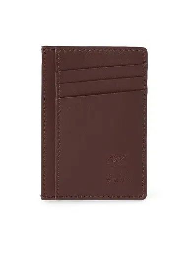Brunello Cucinelli Men's Smooth Calfskin Card Holder - Brown | Thumbnail 1 Brunello Cucinelli Men's Smooth Calfskin Card Holder - Brown | Thumbnail 1
