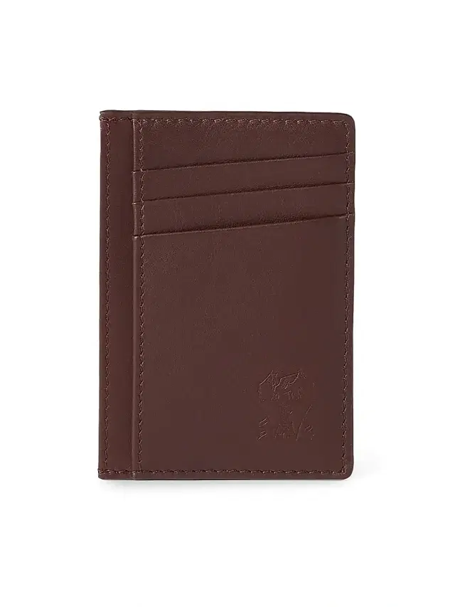 Brunello Cucinelli Men's Smooth Calfskin Card Holder - Brown