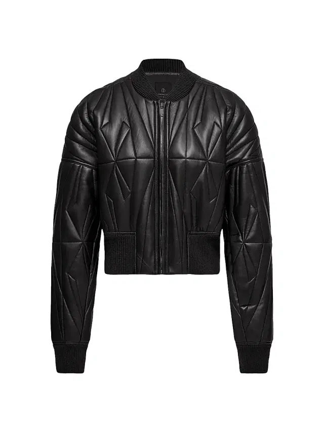 Moncler Women's  + Rick Owens Geocamo Jacket in Leather - Black