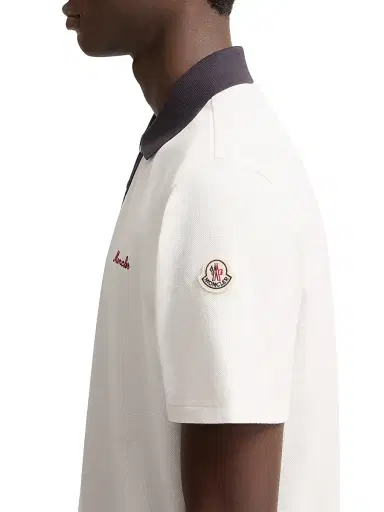 Moncler Men's Cotton Polo Shirt - White - Size XL | Thumbnail 4