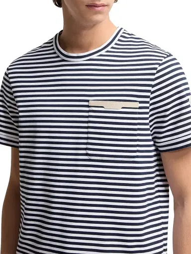 Moncler Men's Crew Neck T-Shirt in Cotton - White Blue - Size XXXL | Thumbnail 4