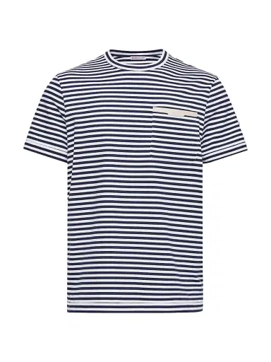 Moncler Men's Crew Neck T-Shirt in Cotton - White Blue - Size XXXL | Thumbnail 1