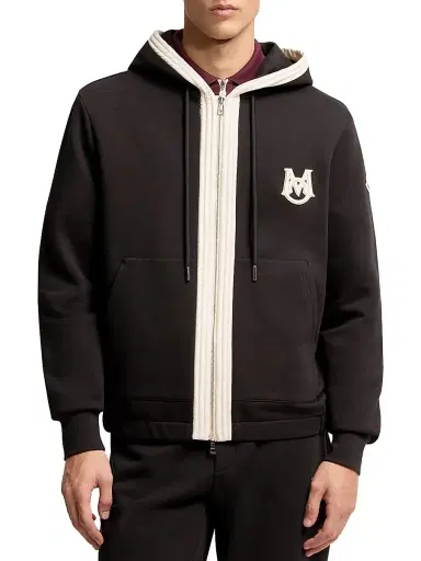 Moncler Men's Zip-Up Hoodie in Cotton - Black - Size XXXL | Thumbnail 2 Moncler Men's Zip-Up Hoodie in Cotton - Black - Size XXXL | Thumbnail 2