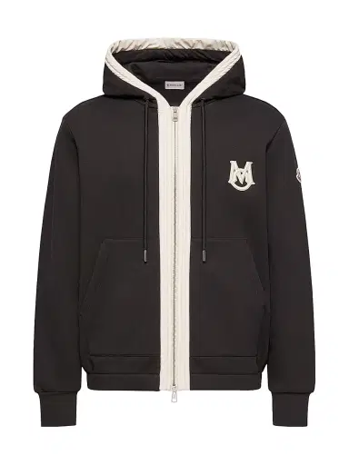 Moncler Men's Zip-Up Hoodie in Cotton - Black - Size XXXL | Thumbnail 1 Moncler Men's Zip-Up Hoodie in Cotton - Black - Size XXXL | Thumbnail 1