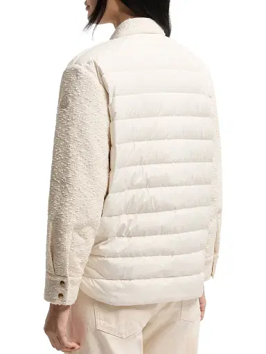 Moncler Women's Puffer Shacket in Cotton Blend Bouclé - White Ivory - Size 8 | Thumbnail 3