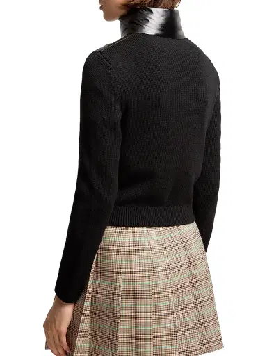 Moncler Women's Down-Filled Zip-Up Cardigan in Wool - Black | Thumbnail 3