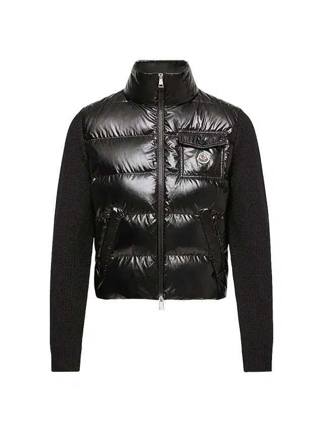 Women's Down-Filled Zip-Up Cardigan in Wool - Black