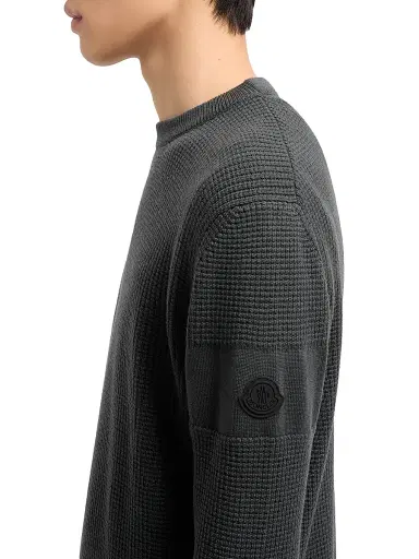Moncler Men's Crew Neck Sweater in Wool - Dark Gray - Size XXL | Thumbnail 4 Moncler Men's Crew Neck Sweater in Wool - Dark Gray - Size XXL | Thumbnail 4