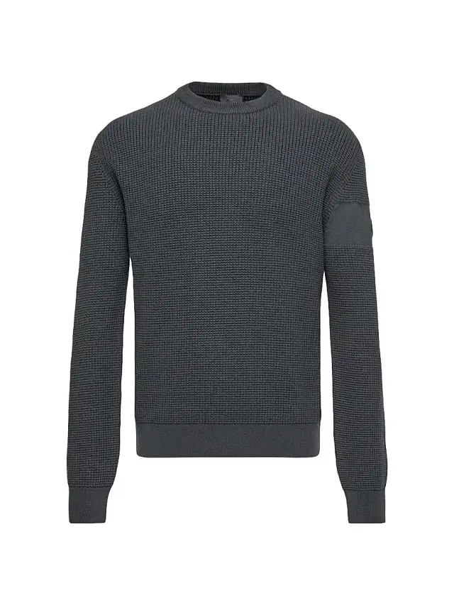 Moncler Men's Crew Neck Sweater in Wool - Dark Gray