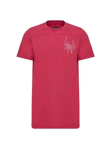 Moncler Women's + Rick Owens Girder Crew Neck T-Shirt in Cotton - Berry Red - Size Large | Thumbnail 1