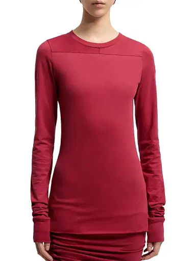Moncler Women's + Rick Owens Girder Crew Neck T-Shirt in Cotton - Berry Red - Size XL | Thumbnail 2