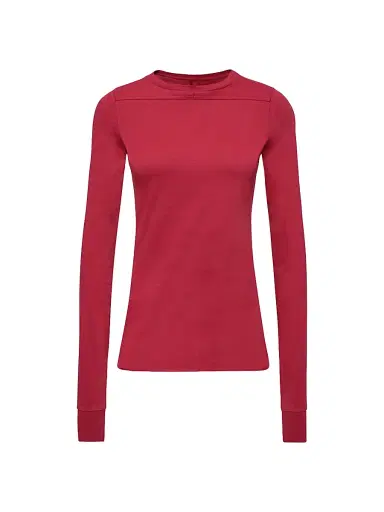 Moncler Women's + Rick Owens Girder Crew Neck T-Shirt in Cotton - Berry Red - Size XL | Thumbnail 1