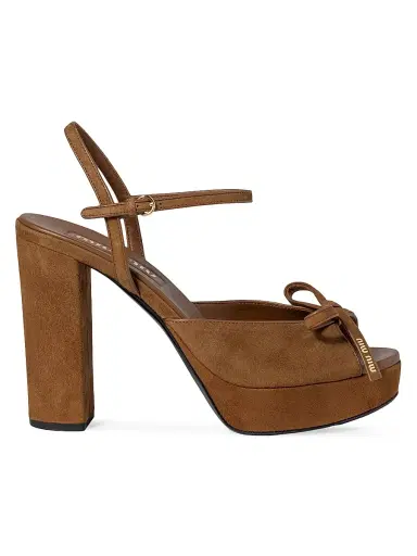 Miu Miu Women's Suede Platform Sandals - Light Brown - Size 6 | Thumbnail 1 Miu Miu Women's Suede Platform Sandals - Light Brown - Size 6 | Thumbnail 1