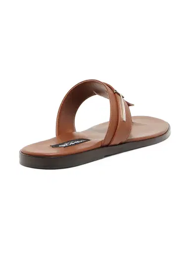 Tom Ford Men's Logo Smooth Leather Sandals - Caramel - Size 13 | Thumbnail 3