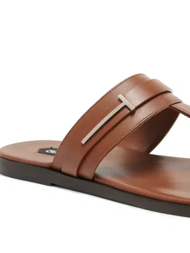 Tom Ford Men's Logo Smooth Leather Sandals - Caramel - Size 13 | Thumbnail 5