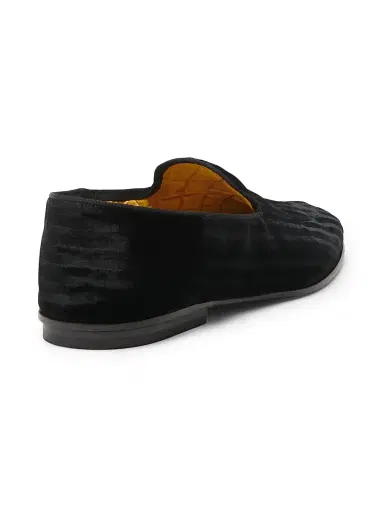 Tom Ford Men's Striped Velvet Loafers - Black - Size 11.5 | Thumbnail 3