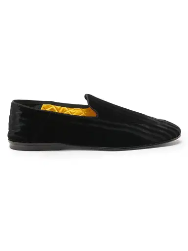 Tom Ford Men's Striped Velvet Loafers - Black - Size 11.5 | Thumbnail 1