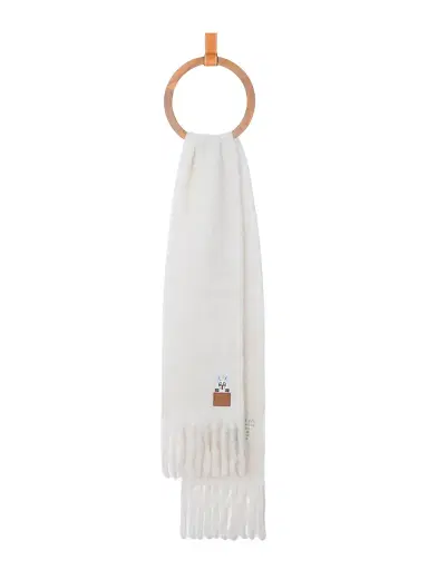 Loewe Women's Lucky Fortune Cat Mohair-Wool Blend Scarf - White | Thumbnail 3