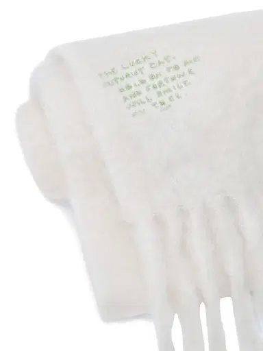 Loewe Women's Lucky Fortune Cat Mohair-Wool Blend Scarf - White | Thumbnail 5