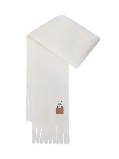 Loewe Women's Lucky Fortune Cat Mohair-Wool Blend Scarf - White | Thumbnail 1