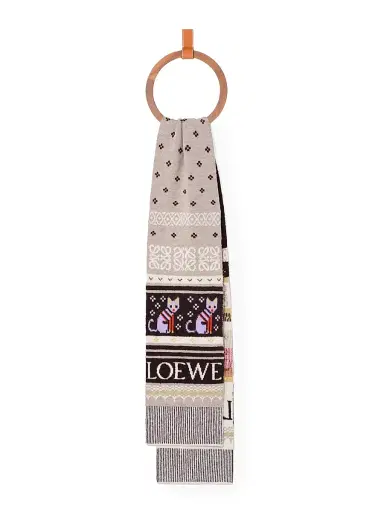Loewe Women's Fair Isle-Inspired Logo Wool-Blend Scarf | Thumbnail 2 Loewe Women's Fair Isle-Inspired Logo Wool-Blend Scarf | Thumbnail 2