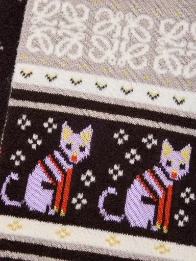 Loewe Women's Fair Isle-Inspired Logo Wool-Blend Scarf | Thumbnail 3 Loewe Women's Fair Isle-Inspired Logo Wool-Blend Scarf | Thumbnail 3